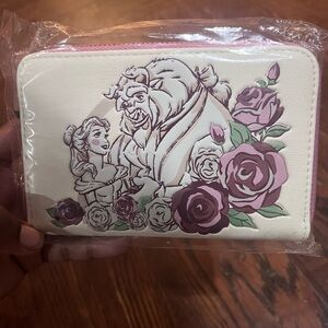 Loungefly Cream and Pink Wallet with Floral Design